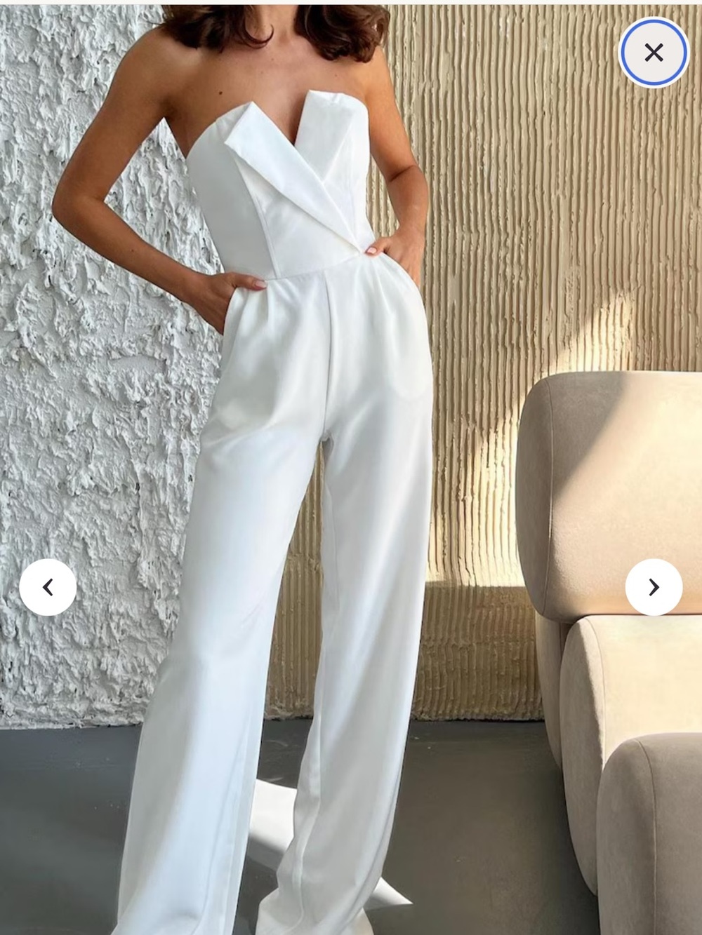 Strapless White Wide-Leg Jumpsuit